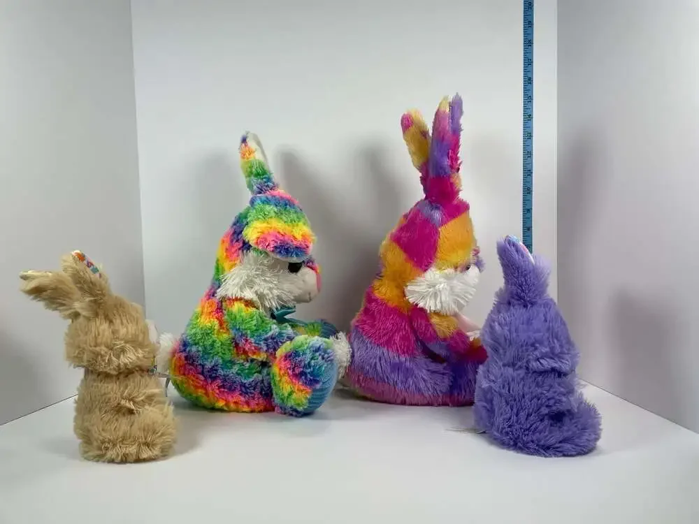 Set of 4 Assorted Easter Bunny Plush Stuffed Animals
